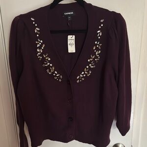Express Purple Cardigan with Embellishments